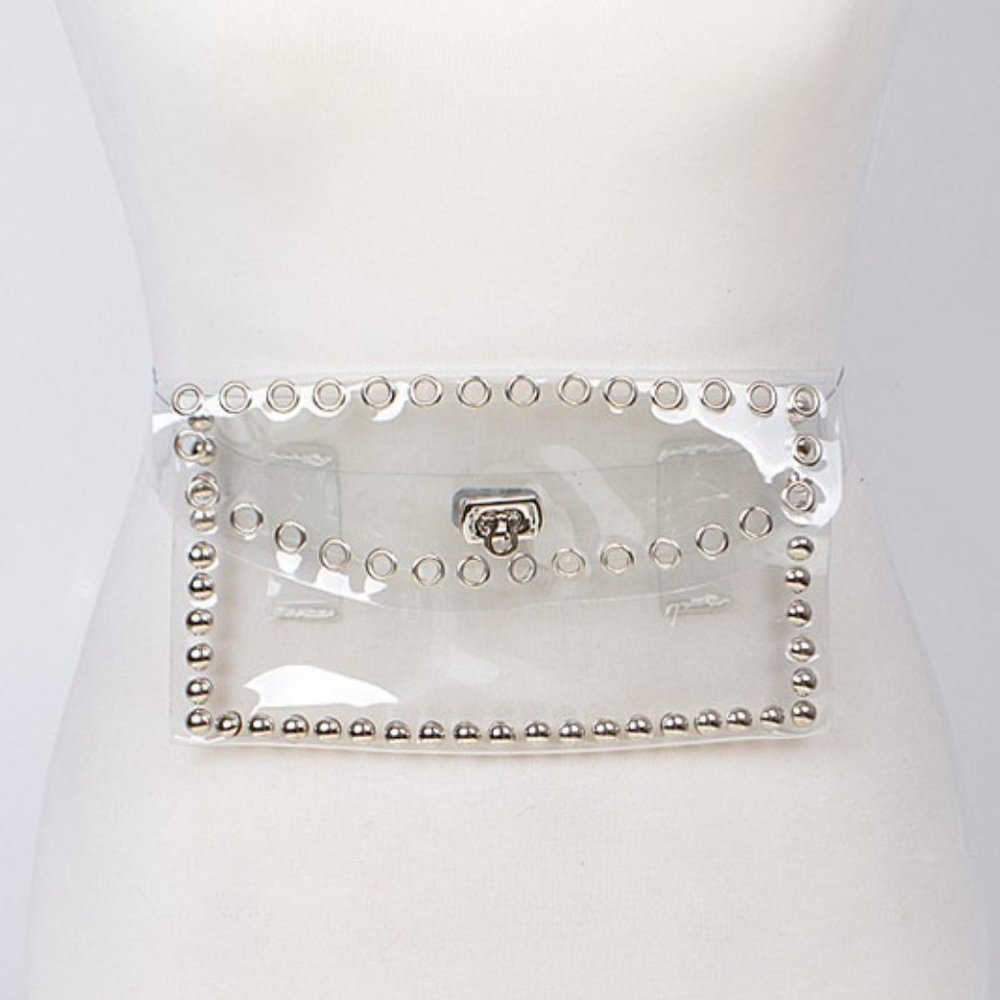 CLEAR STUDDED DETAIL FANNY BAG